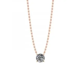 Klassische Solitär-Diamant-Halskette an dünner Kette aus Roségold