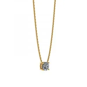 Klassische Solitär-Diamant-Halskette an dünner Kette aus Gelbgold - Foto 1