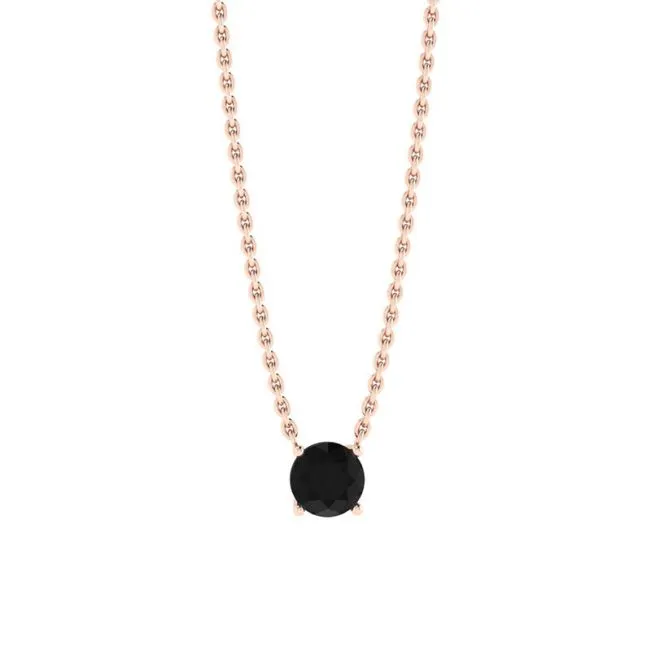 Klassische Solitär-Diamant-Halskette an dünner Kette aus Roségold