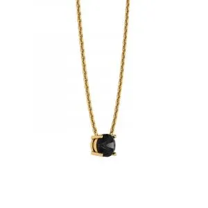 Klassische Solitär-Diamant-Halskette an dünner Kette aus Gelbgold - Foto 1