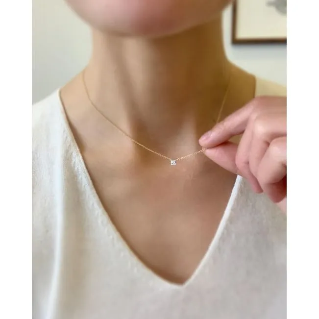 Klassische Solitär-Diamant-Halskette an dünner Kette aus Roségold - Foto 2