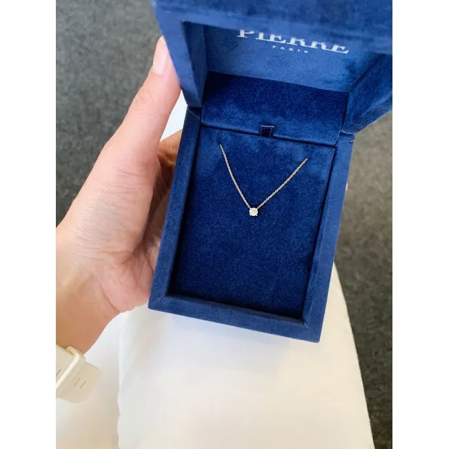 Klassische Solitär-Diamant-Halskette an dünner Kette aus Roségold - Foto 3