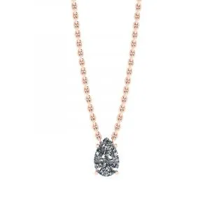 Birnen-Diamant-Solitär-Halskette an dünner Rosenkette