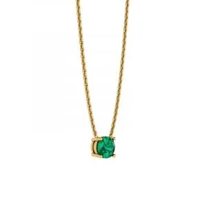 1/2 Karat runder Smaragd an einer Gelbgoldkette - Foto 1
