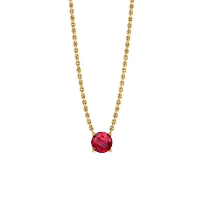 1/2 Karat runder Rubin an einer Gelbgoldkette