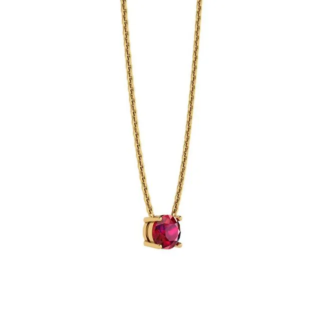 1/2 Karat runder Rubin an einer Gelbgoldkette - Foto 1