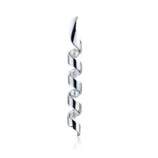 Langer Anhänger mit Diamanten und Meeresperlen – Ruban-Kollektion